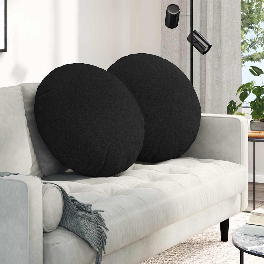 vidaXL Sitzkissen 2 pcs Schwarz Ø60 x 21 cm Stoff