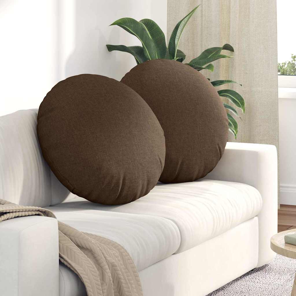 vidaXL Sitzkissen 2 pcs Braun Ø60 x 21 cm Stoff