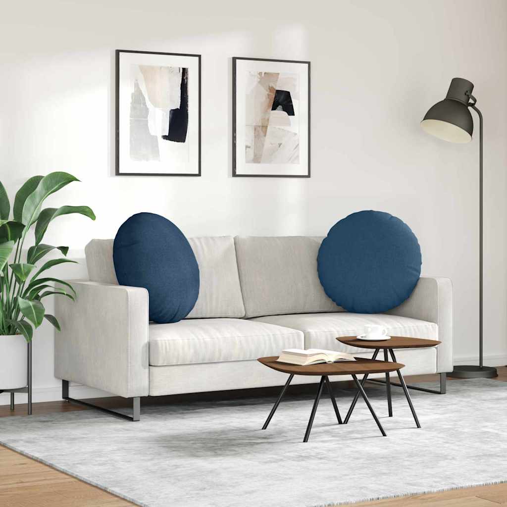vidaXL Sitzkissen 2 pcs Blau Ø60 x 21 cm Stoff
