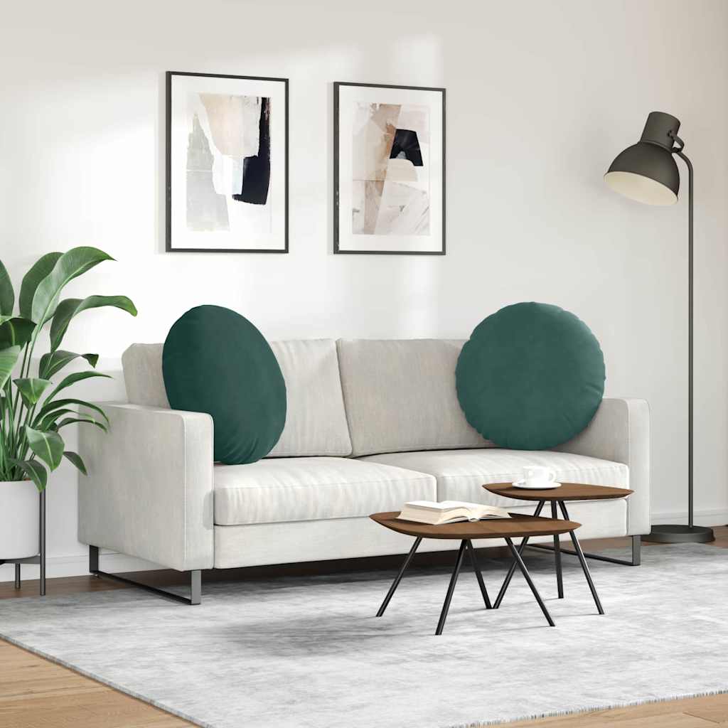 vidaXL Sitzkissen 2 Stück Dunkelgrün Ø 60 x 21 cm Samt
