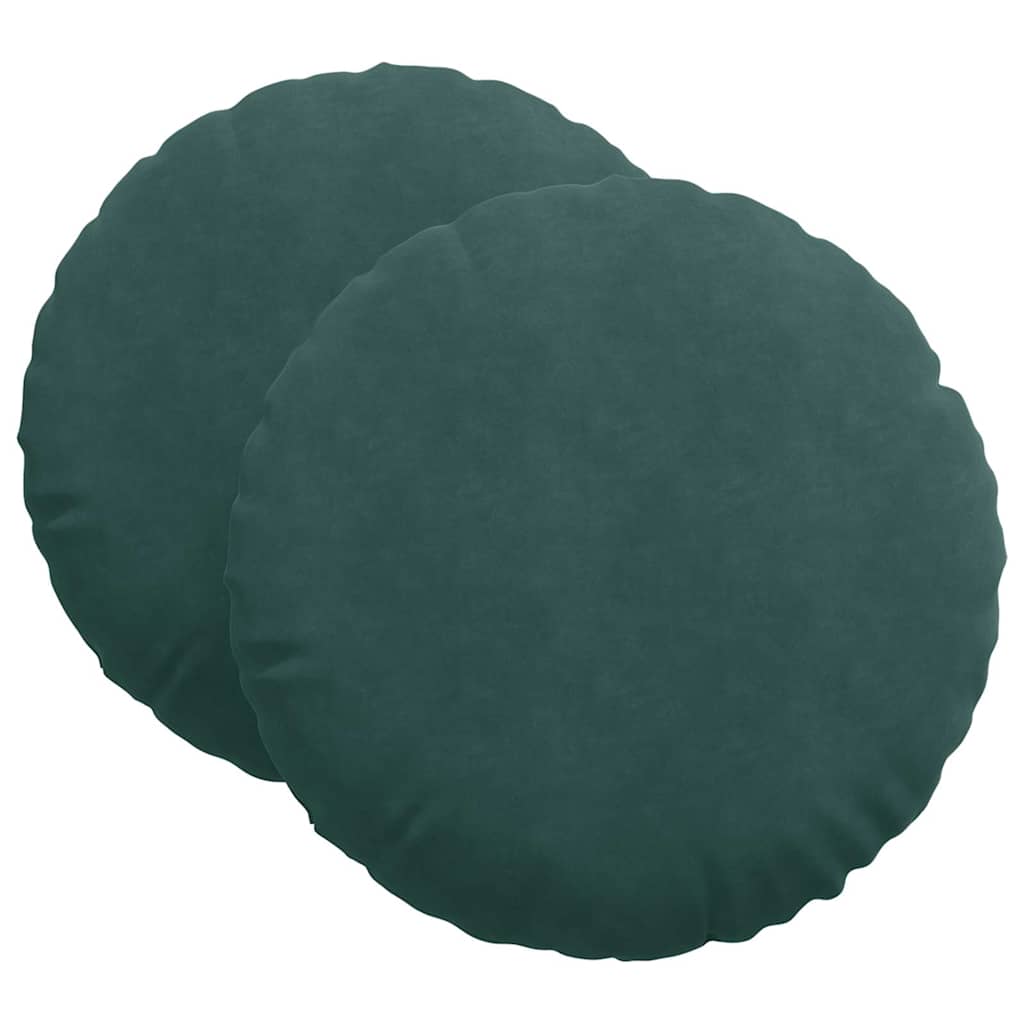 vidaXL Sitzkissen 2 Stück Dunkelgrün Ø 60 x 21 cm Samt