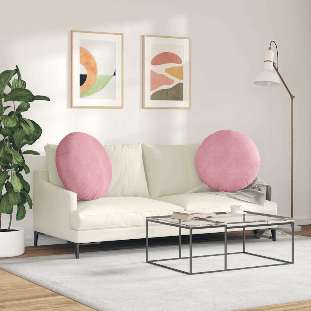 vidaXL Sitzkissen 2 Stück Rosa Ø 60 x 21 cm Samt