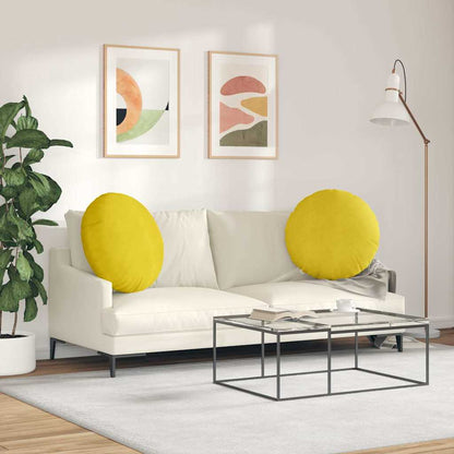 vidaXL Sitzkissen 2 Stück Gelb Ø 60 x 21 cm Samt