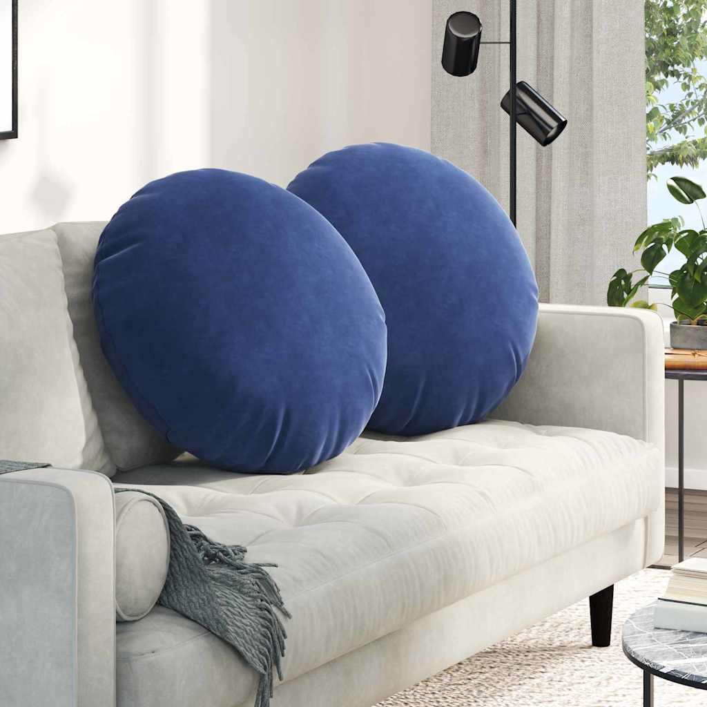 vidaXL Sitzkissen 2 Stück Polizeiblau Ø 60 x 21 cm Samt
