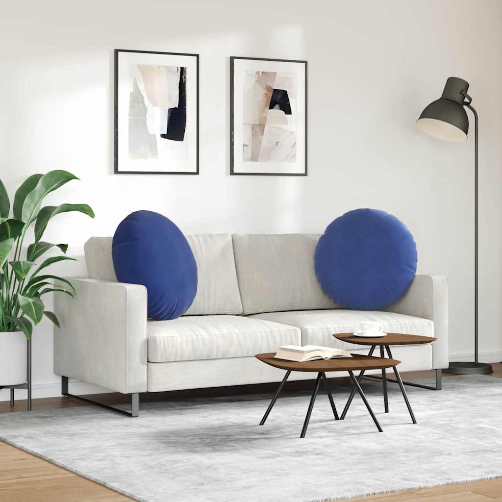 vidaXL Sitzkissen 2 Stück Polizeiblau Ø 60 x 21 cm Samt
