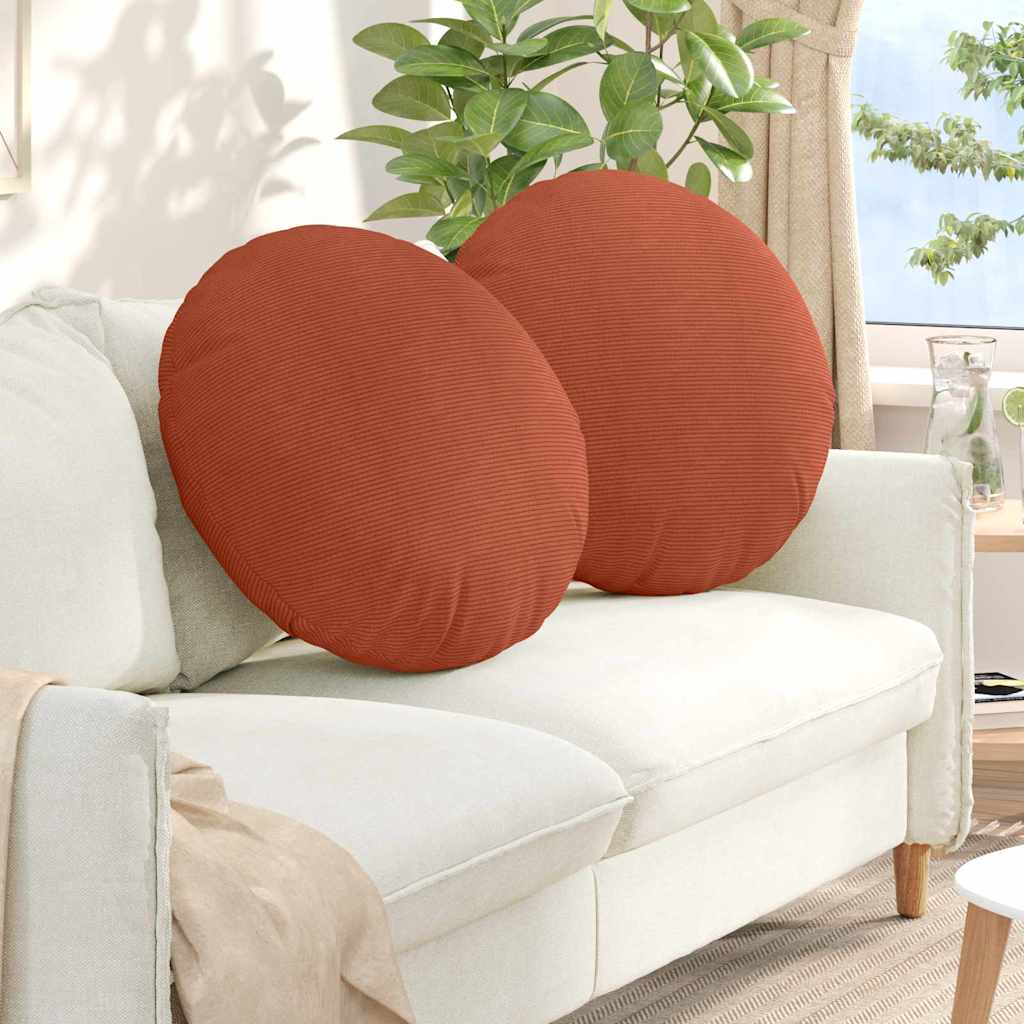 vidaXL Sitzkissen 2 pcs Rot-Orange Ø 60 cm Cordstoff