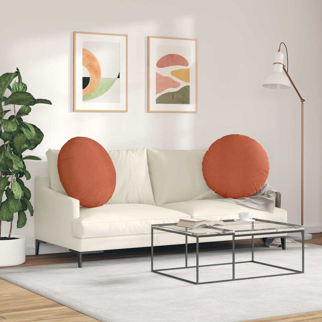 vidaXL Sitzkissen 2 pcs Rot-Orange Ø 60 cm Cordstoff
