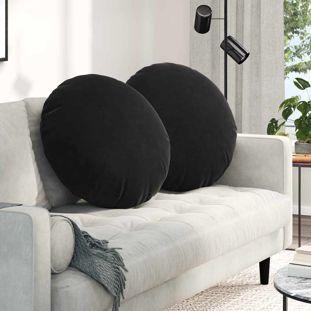 vidaXL Sitzkissen 2 pcs Schwarz Ø 80 x 29 cm Samt