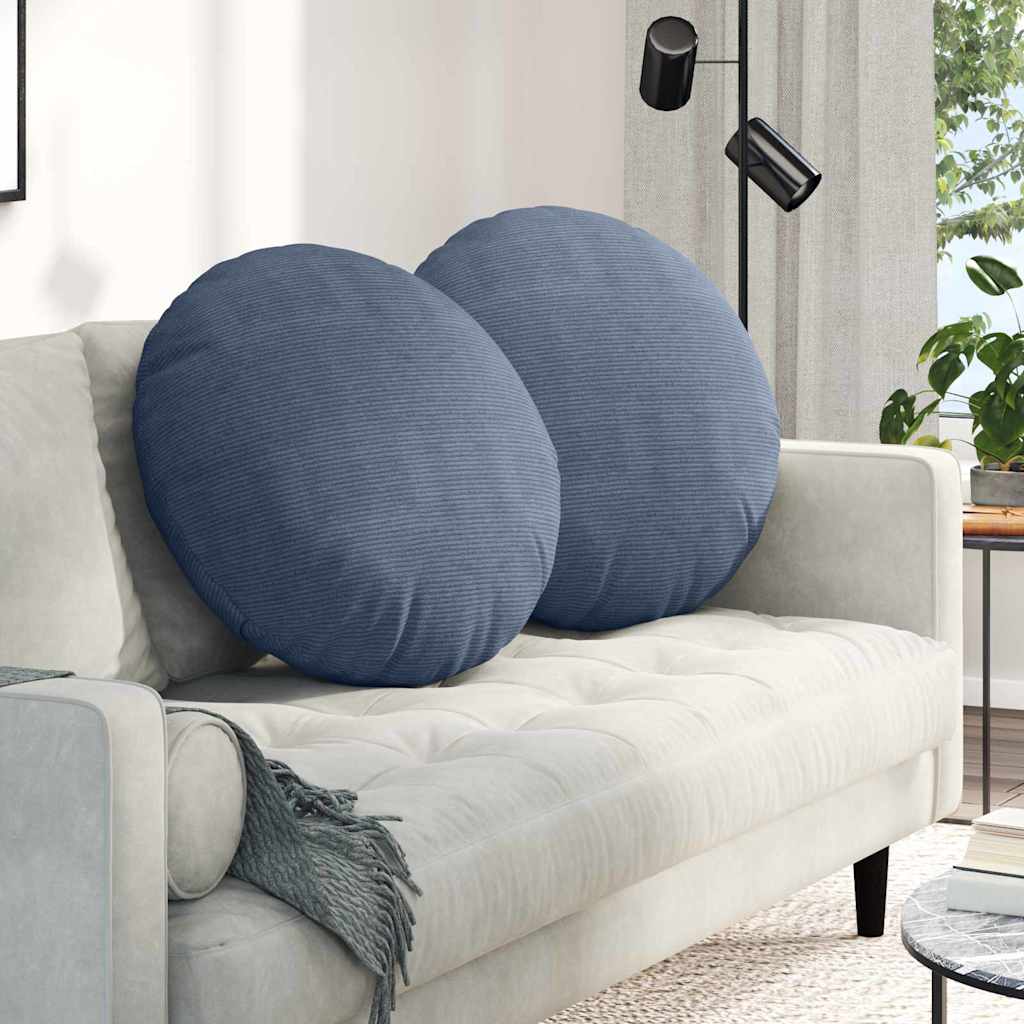 vidaXL Sitzkissen 2 pcs Blau Ø 80 cm Cordstoff