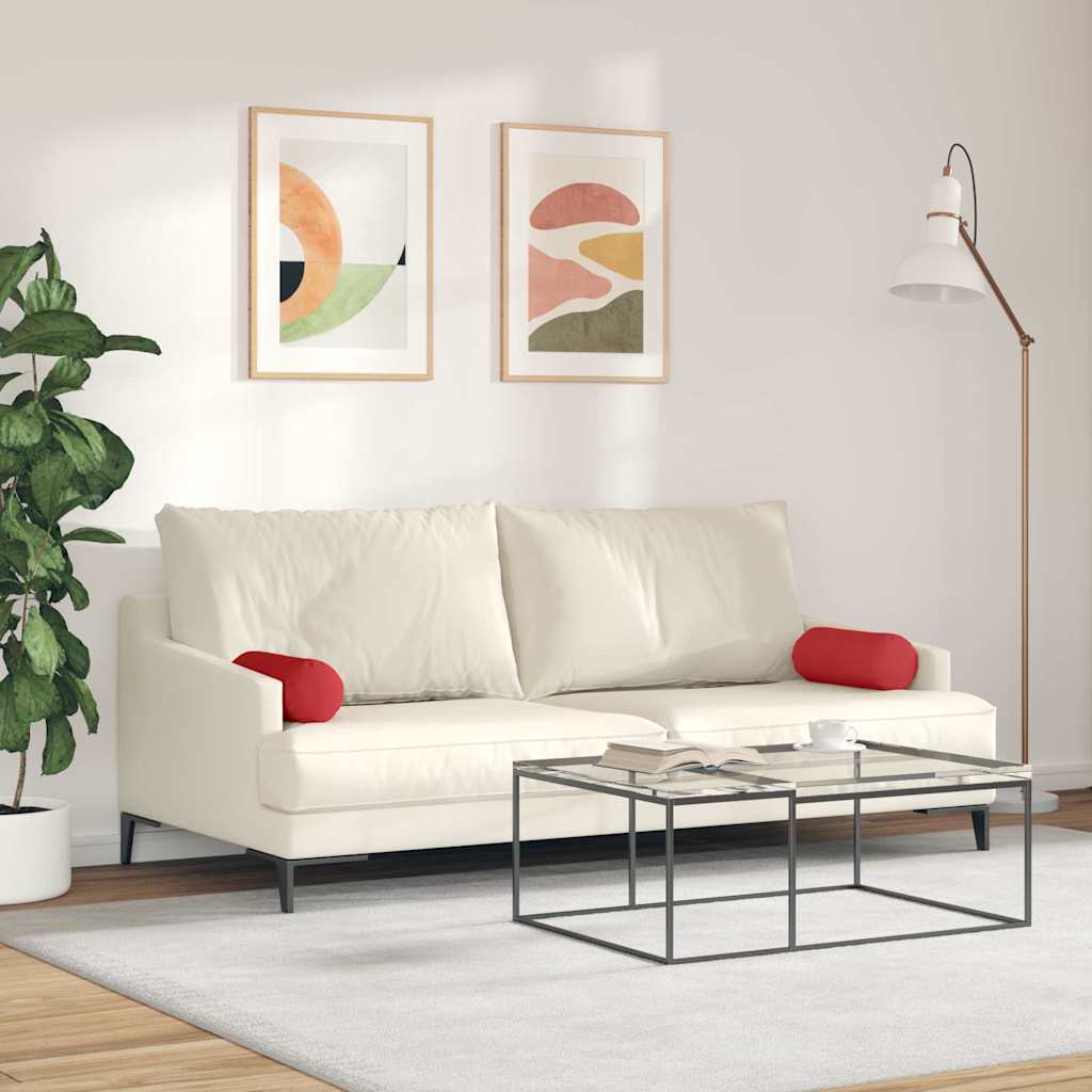 vidaXL Bolsterkissen 2 Stück Rot Ø 15 x 40 cm Stoff