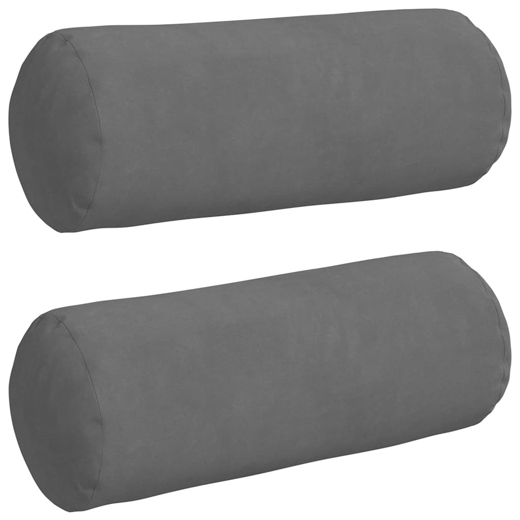 vidaXL Bolsterkissen 2 Stück Dunkelgrau Ø 15 x 40 cm Mikrofaserstoff