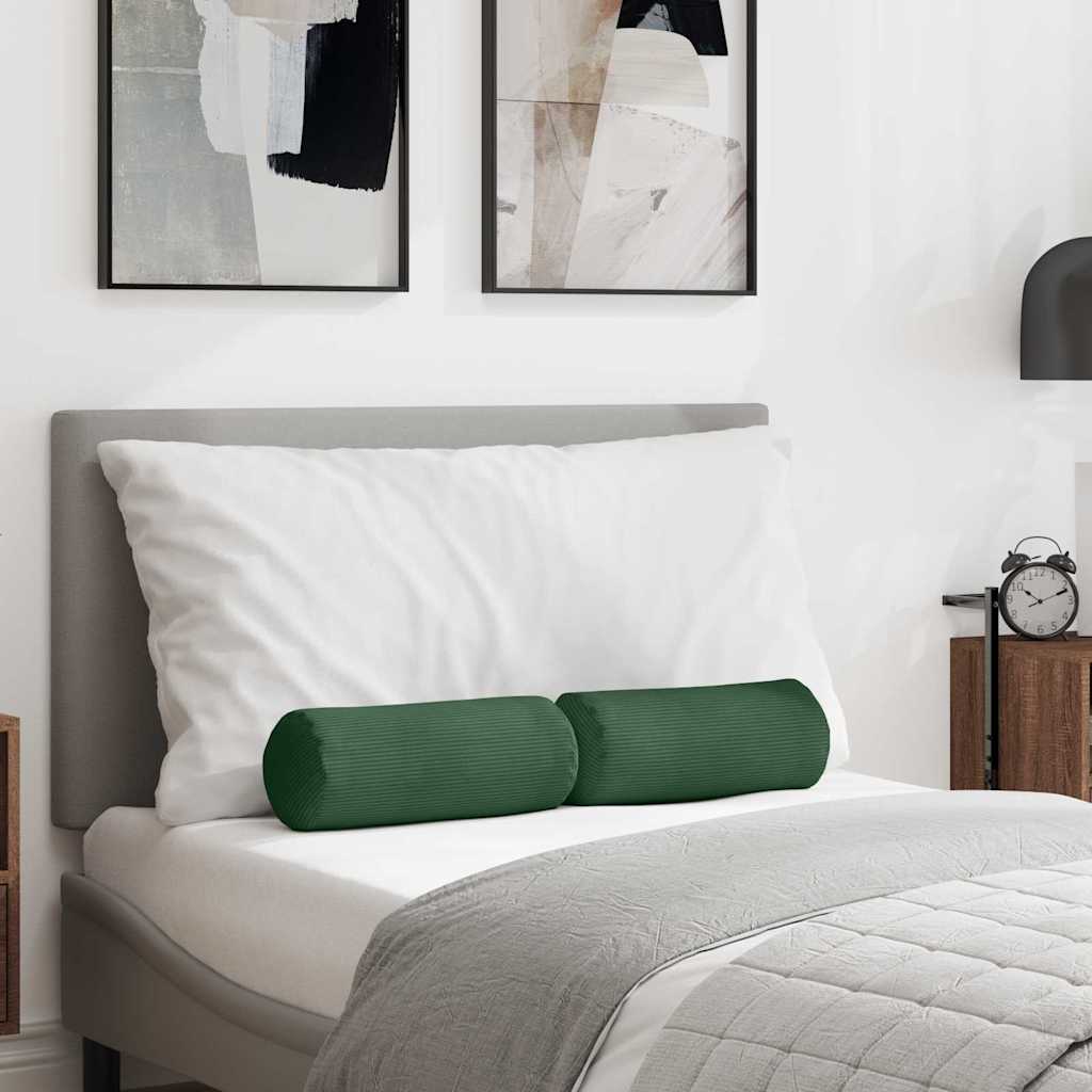 Bolsterkissen 2 Stück Dunkelgrün Ø 15 x 40 cm Cordstoff