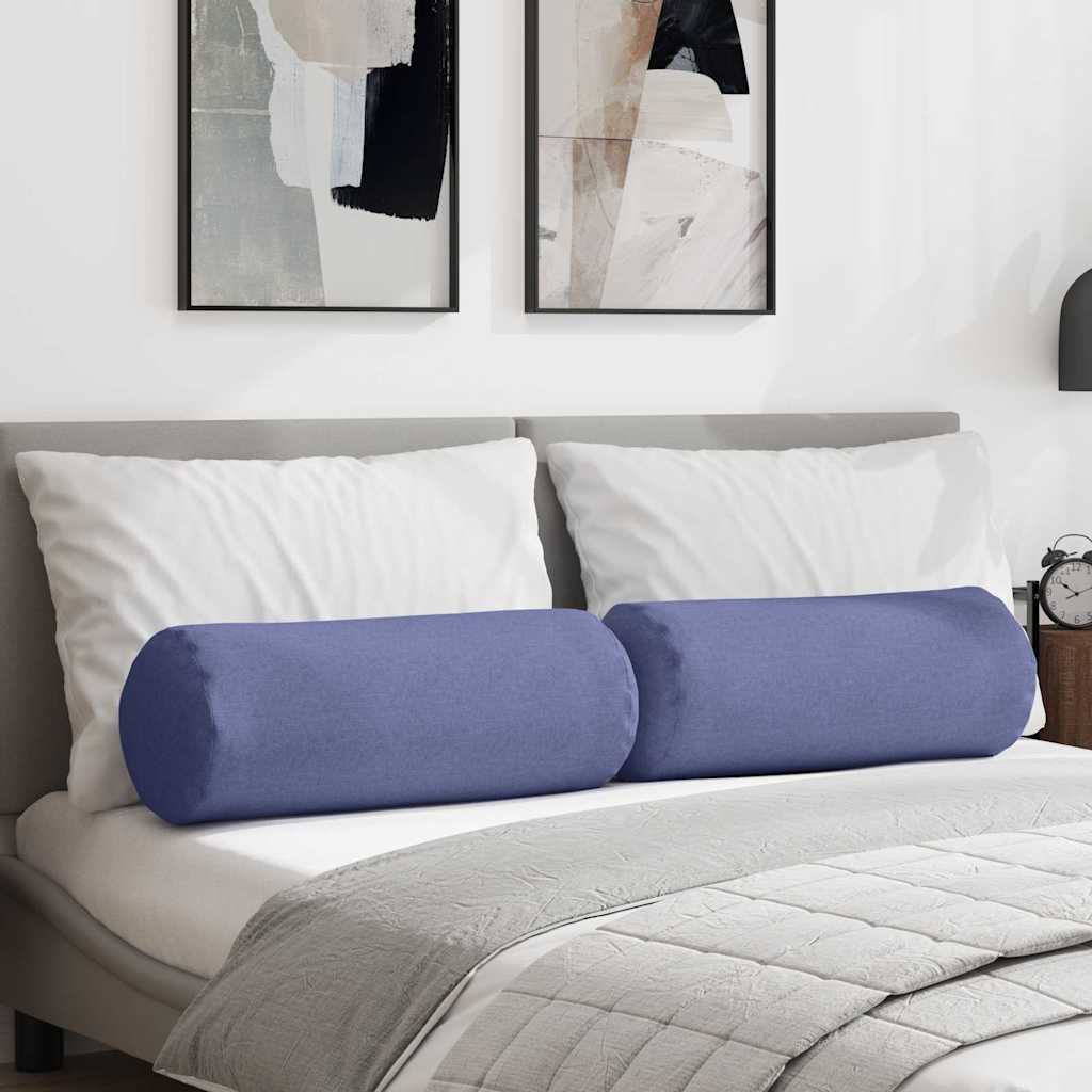 vidaXL Bolsterkissen 2 Stück Jeans blau Ø 25 x 70 cm Stoff