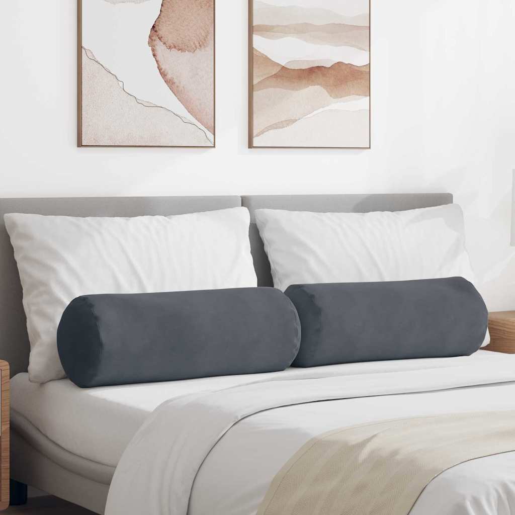 vidaXL Bolsterkissen 2 Stück Dunkelgrau Ø 25 x 70 cm Cordstoff