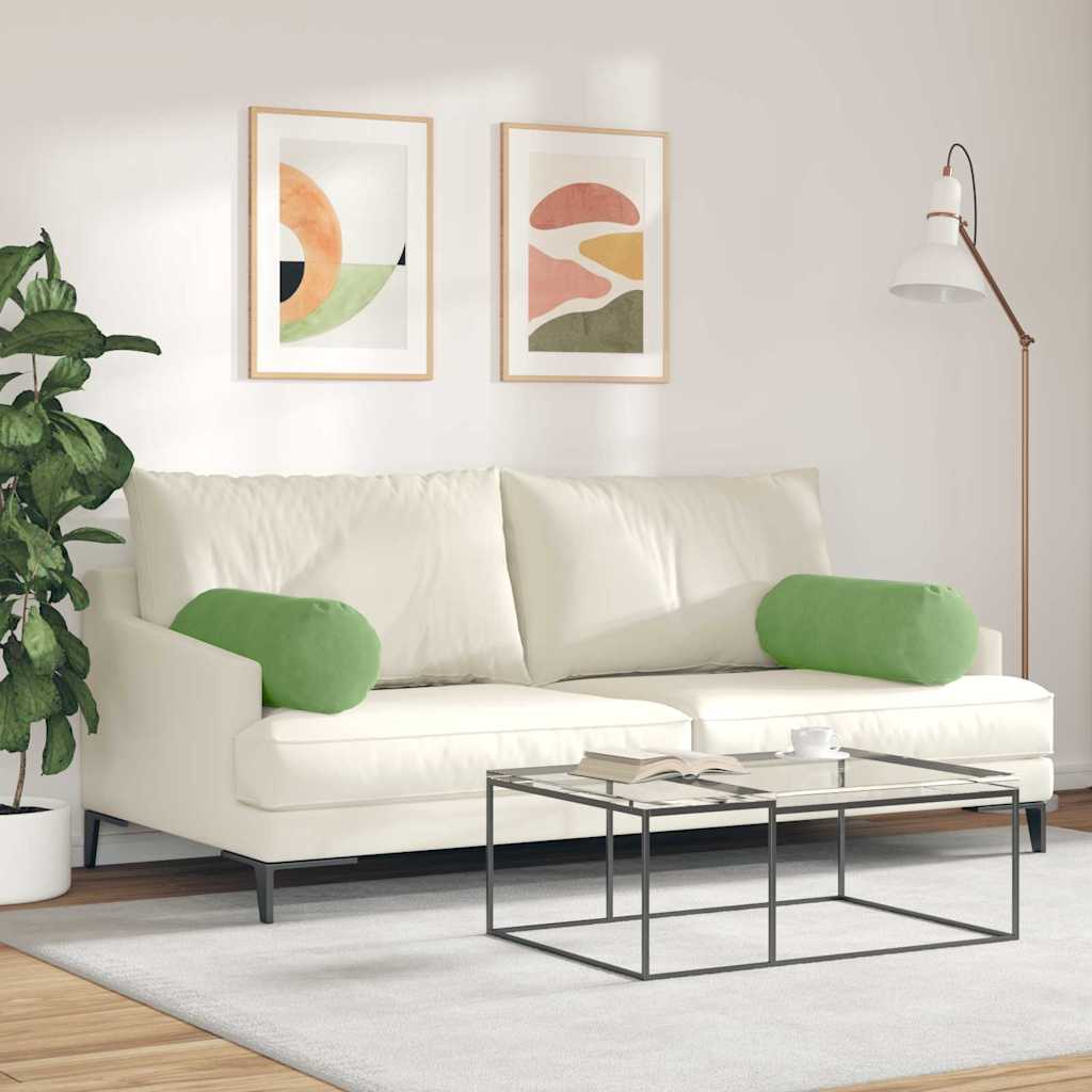 vidaXL Bolsterkissen 2 Stück Hellgrün Ø 25 x 70 cm Cordstoff