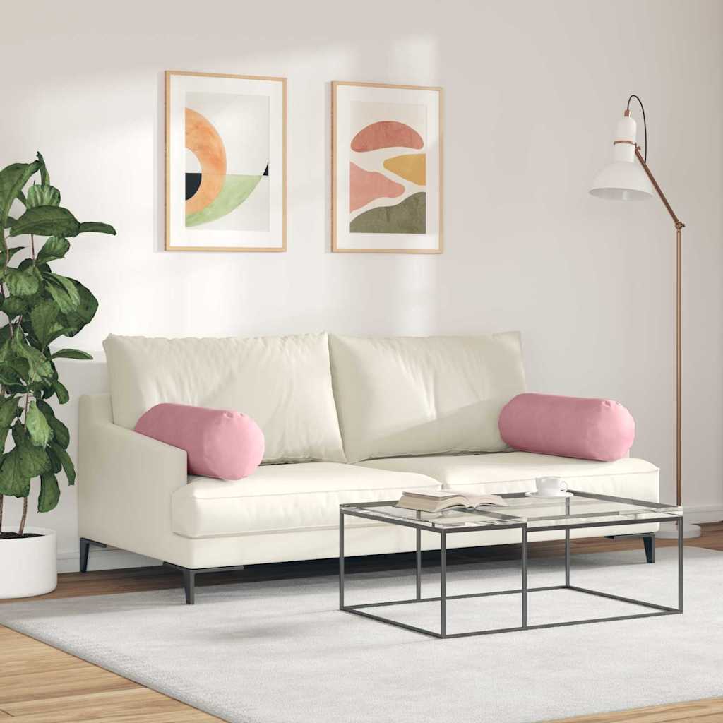 vidaXL Bolsterkissen 2 Stück Rosa Ø 25 x 70 cm Cordstoff
