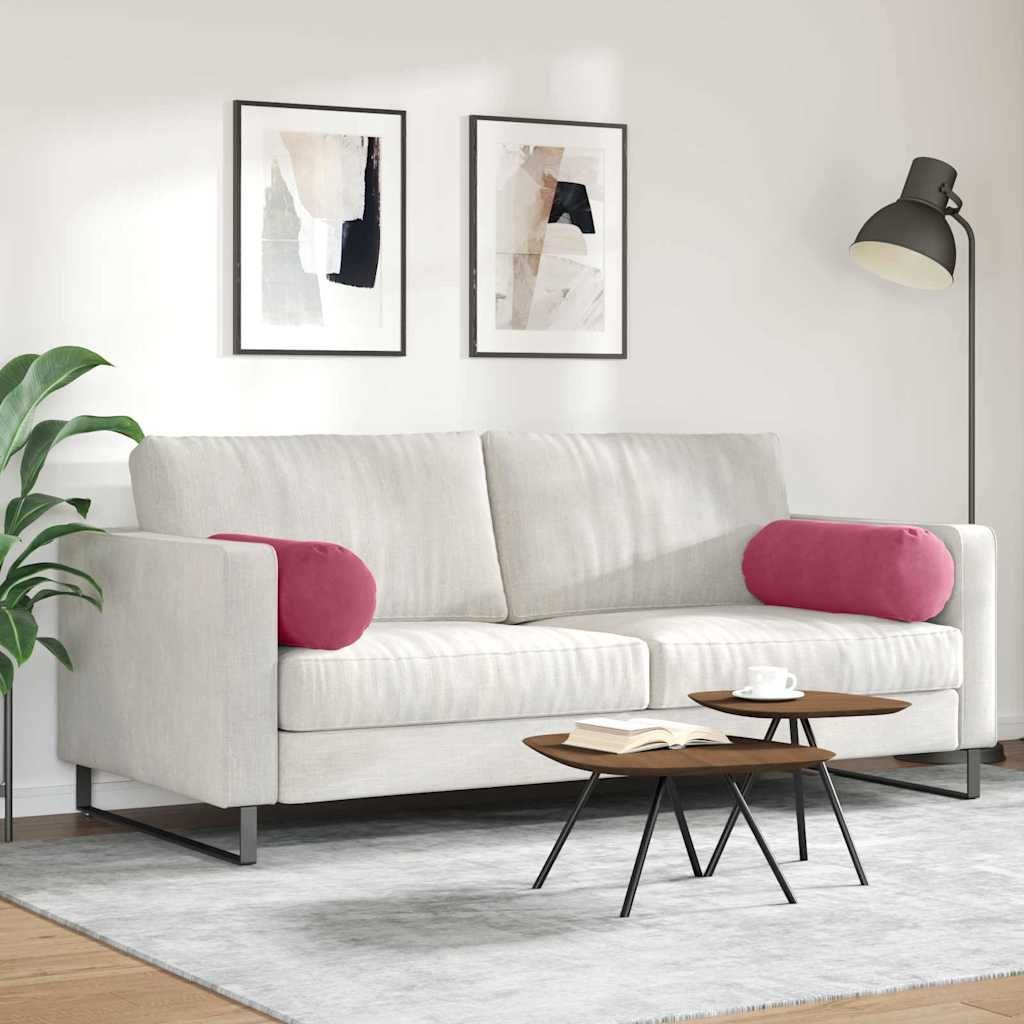 vidaXL Bolsterkissen 2 Stück Weinrot Ø 25 x 70 cm Cordstoff