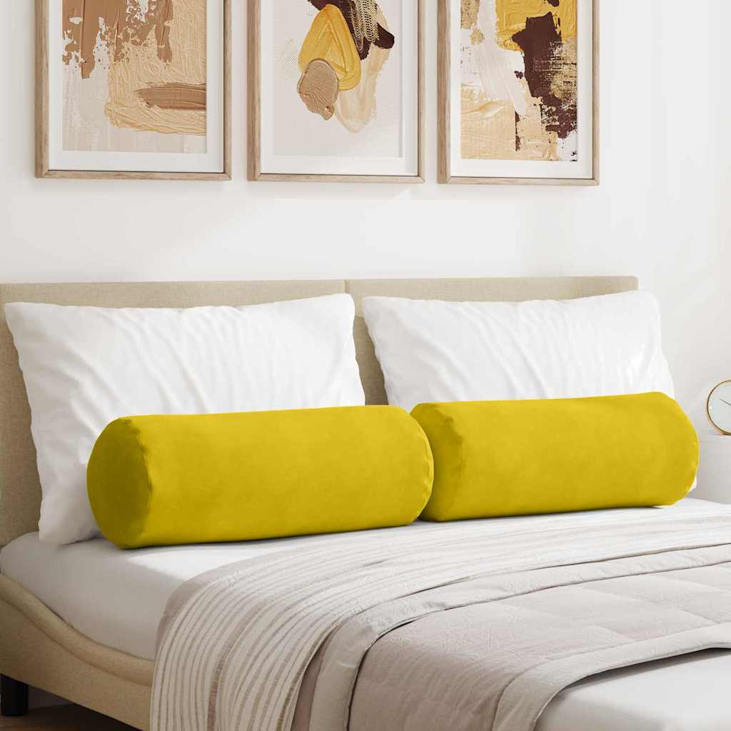 vidaXL Bolsterkissen 2 Stück Gelb Ø 25 x 70 cm Cordstoff