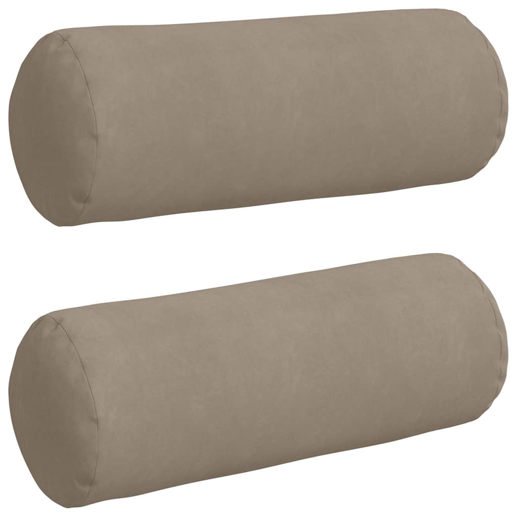 vidaXL Bolsterkissen 2 Stück Taupe Ø 25 x 70 cm Mikrofaserstoff