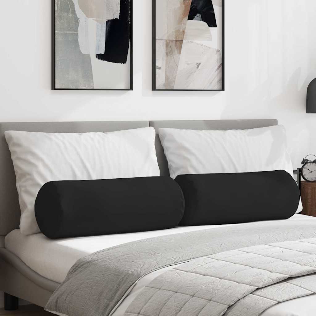 vidaXL Bolsterkissen 2 Stück Schwarz Ø 25 x 70 cm Mikrofaserstoff