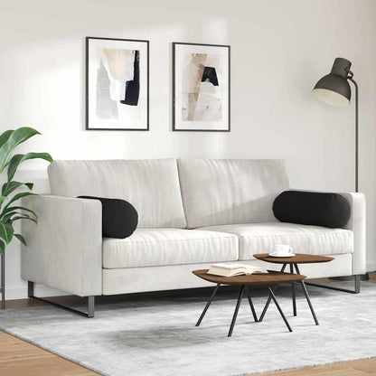vidaXL Bolsterkissen 2 Stück Schwarz Ø 25 x 70 cm Mikrofaserstoff