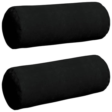 vidaXL Bolsterkissen 2 Stück Schwarz Ø 25 x 70 cm Mikrofaserstoff