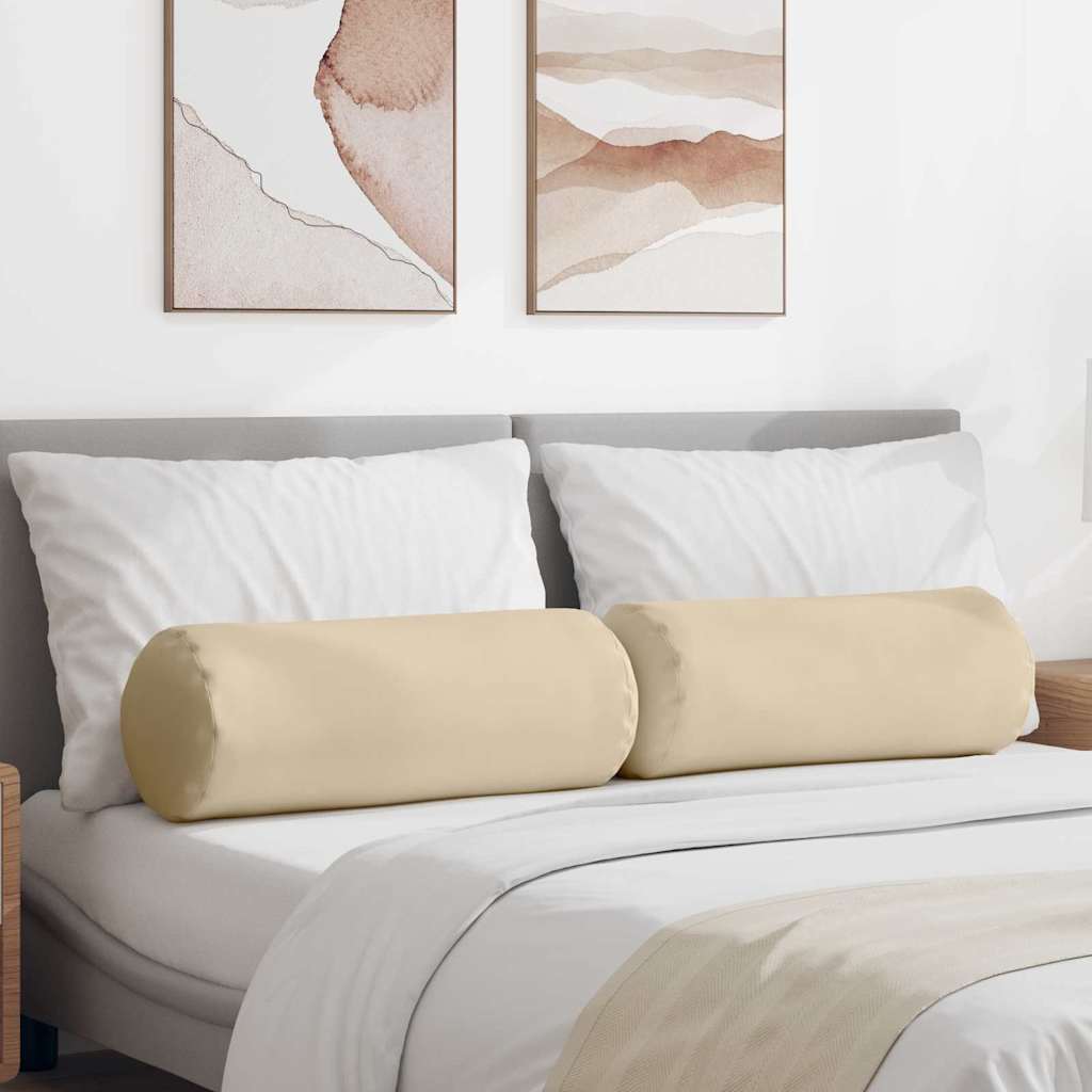 vidaXL Bolsterkissen 2 Stück Creme Ø 25 x 70 cm Mikrofaserstoff