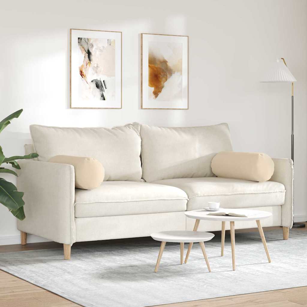 vidaXL Bolsterkissen 2 Stück Creme Ø 25 x 70 cm Mikrofaserstoff