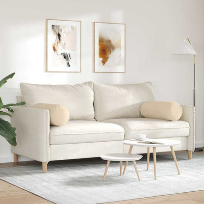 vidaXL Bolsterkissen 2 Stück Creme Ø 25 x 70 cm Mikrofaserstoff