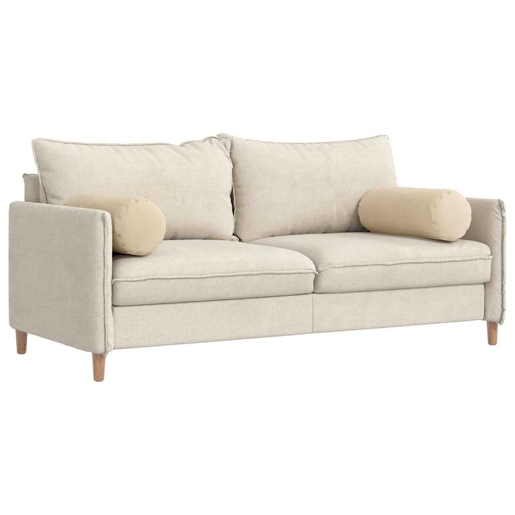 vidaXL Bolsterkissen 2 Stück Creme Ø 25 x 70 cm Mikrofaserstoff