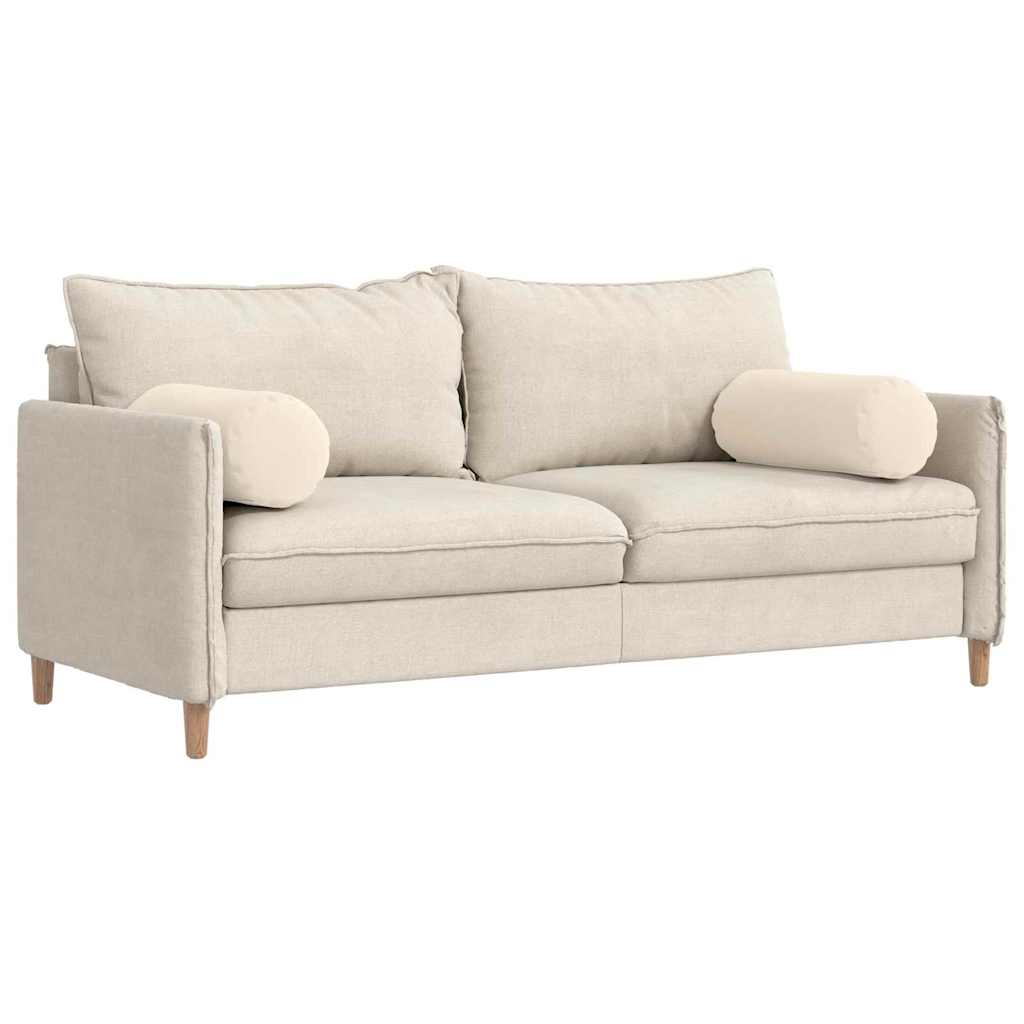 vidaXL Bolsterkissen 2 Stück Beige Ø 25 x 70 cm Mikrofaserstoff