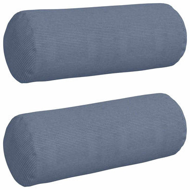 vidaXL Traversin 2 pièces Bleu Ø 25 x 70 cm Velours côtelé