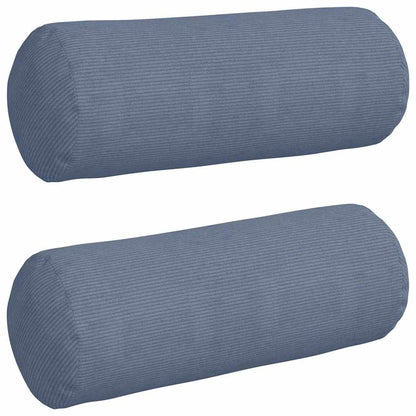 vidaXL Traversin 2 pièces Bleu Ø 25 x 70 cm Velours côtelé