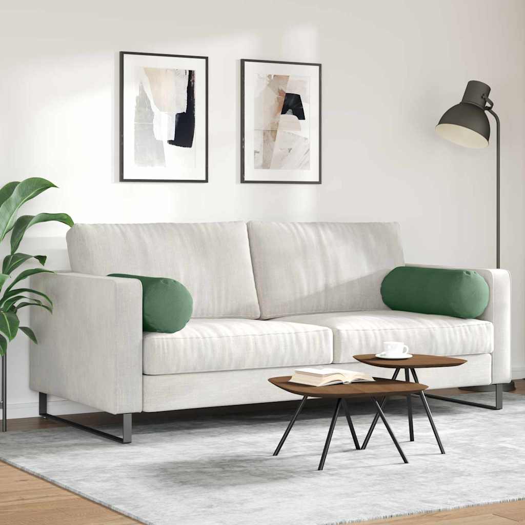 vidaXL Traversin 2 pièces Vert foncé Ø 25 x 70 cm Velours côtelé