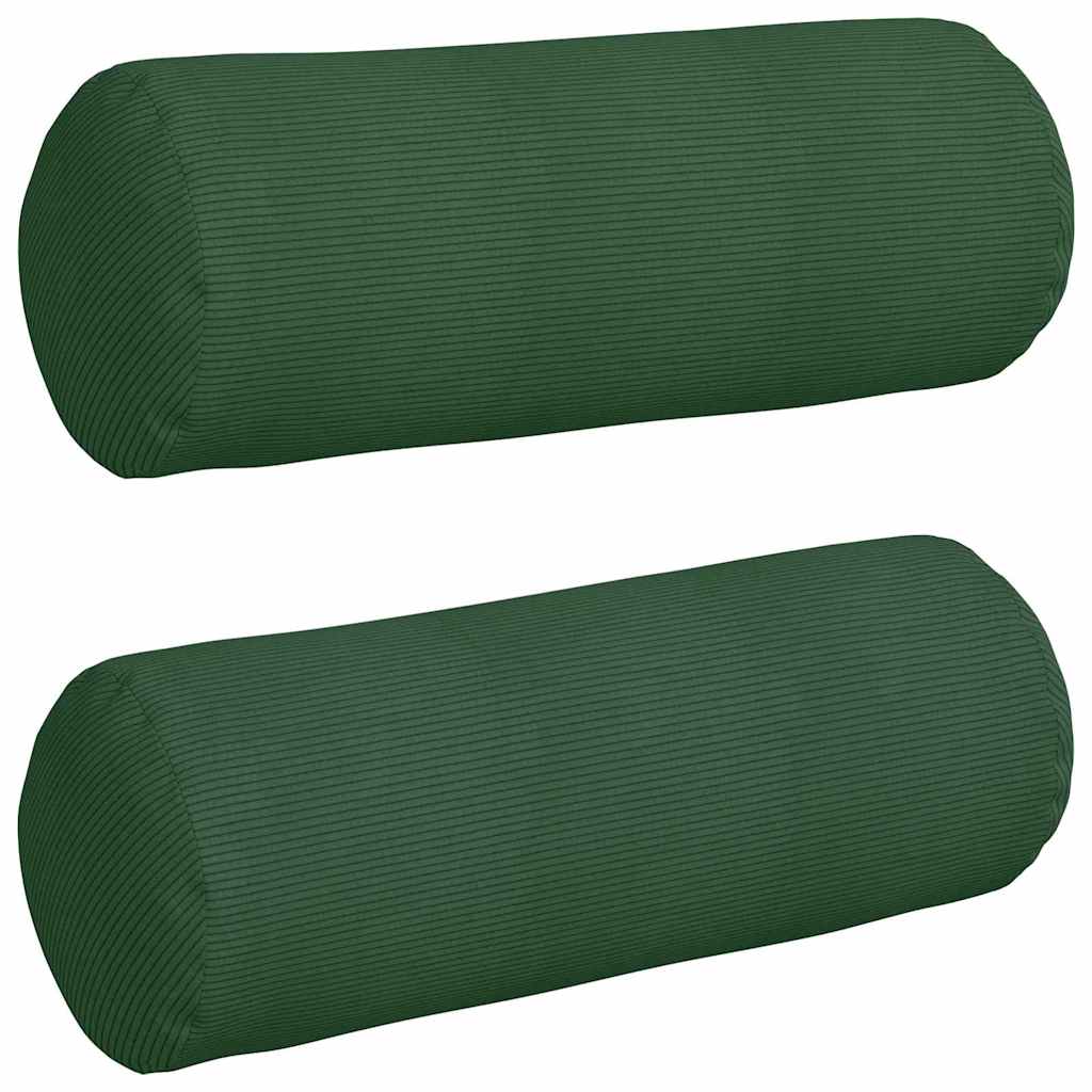 vidaXL Traversin 2 pièces Vert foncé Ø 25 x 70 cm Velours côtelé