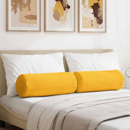 vidaXL Traversins 2 pcs Jaune clair Ø 25 x 70 cm Tissu corduroy