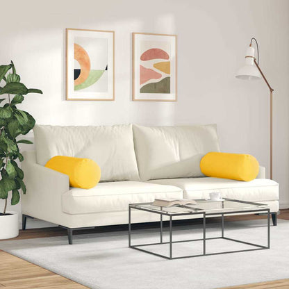 vidaXL Traversins 2 pcs Jaune clair Ø 25 x 70 cm Tissu corduroy