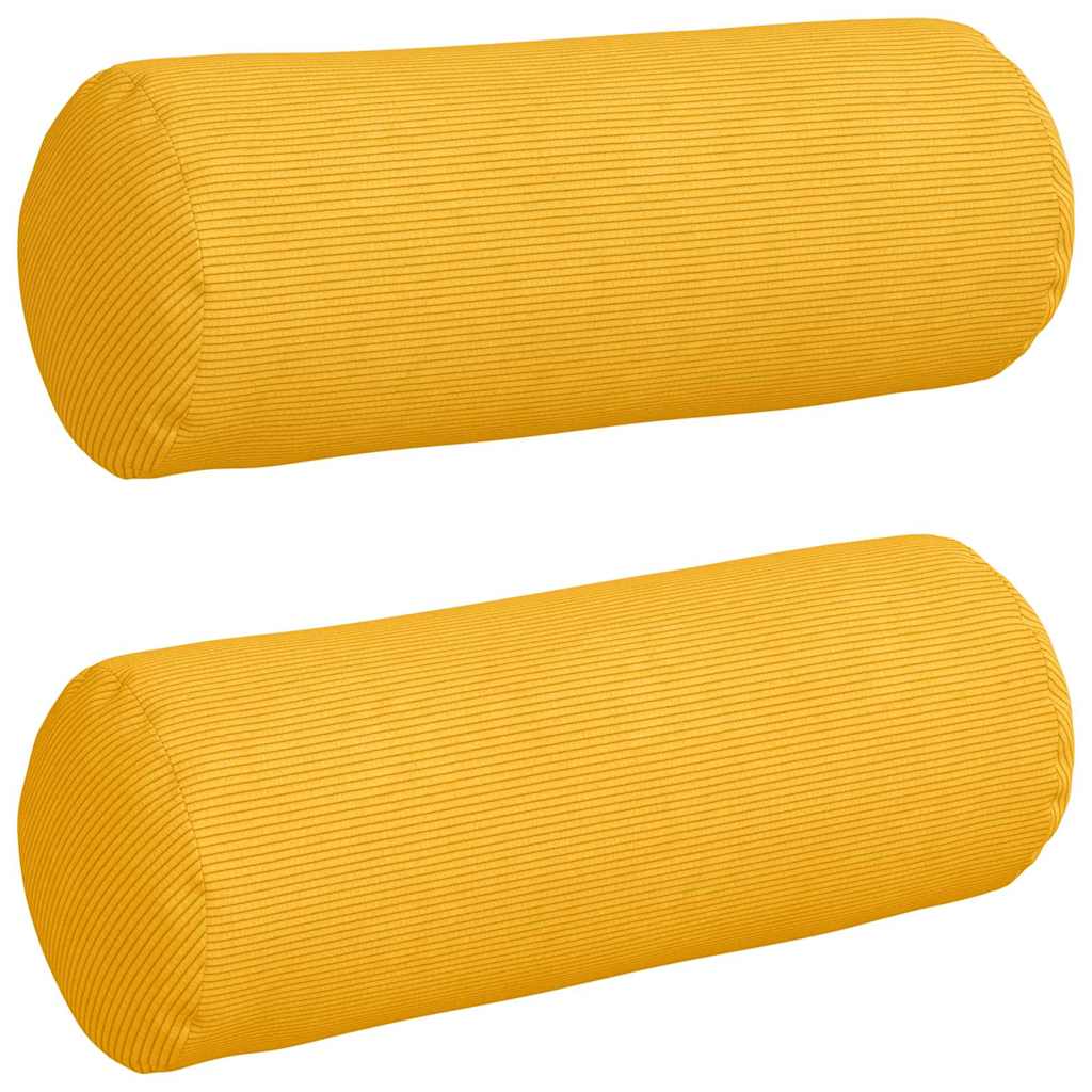 vidaXL Traversins 2 pcs Jaune clair Ø 25 x 70 cm Tissu corduroy