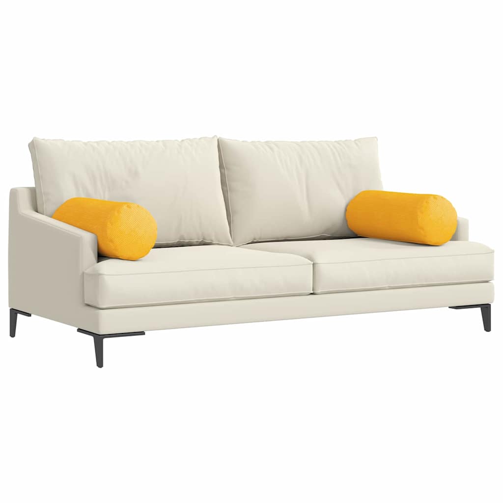vidaXL Traversins 2 pcs Jaune clair Ø 25 x 70 cm Tissu corduroy