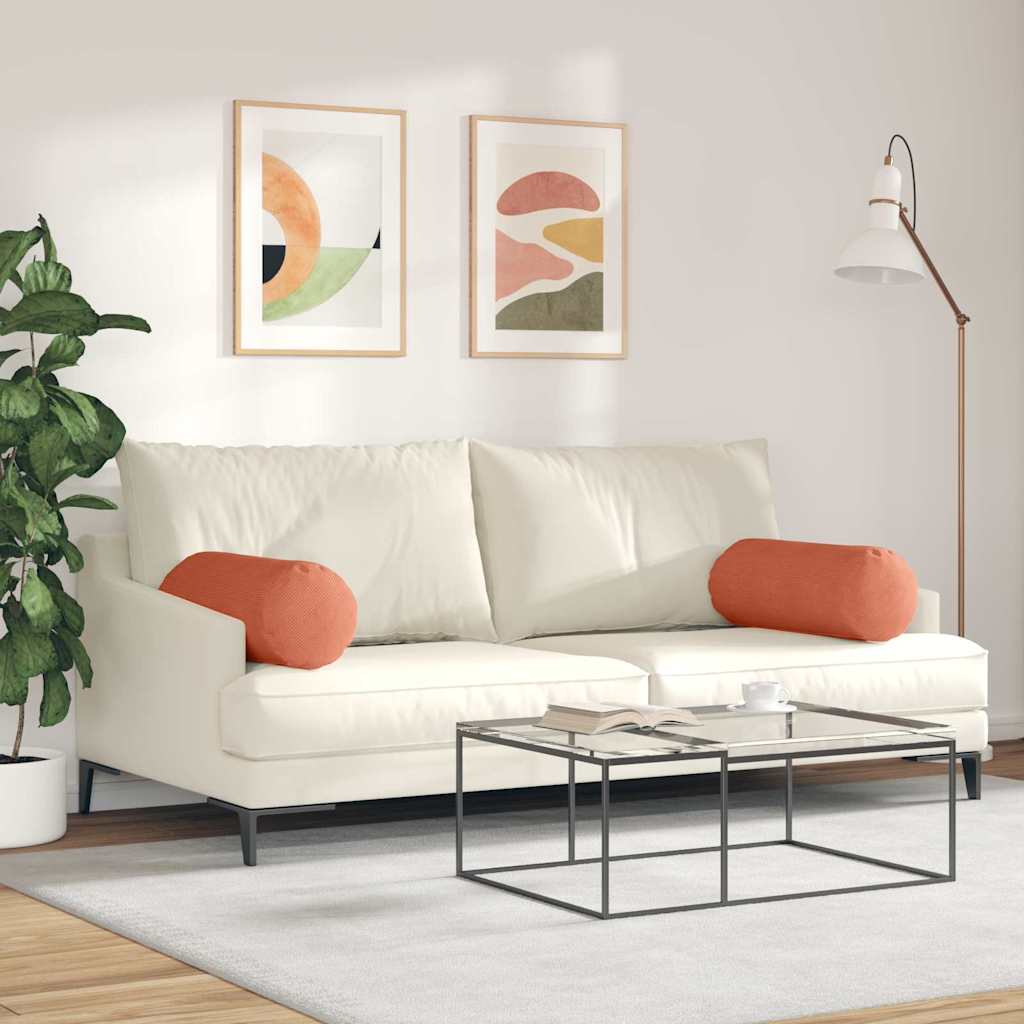 vidaXL Bolsterkissen 2 Stück Rot-Orange Ø 25 x 70 cm Cordstoff