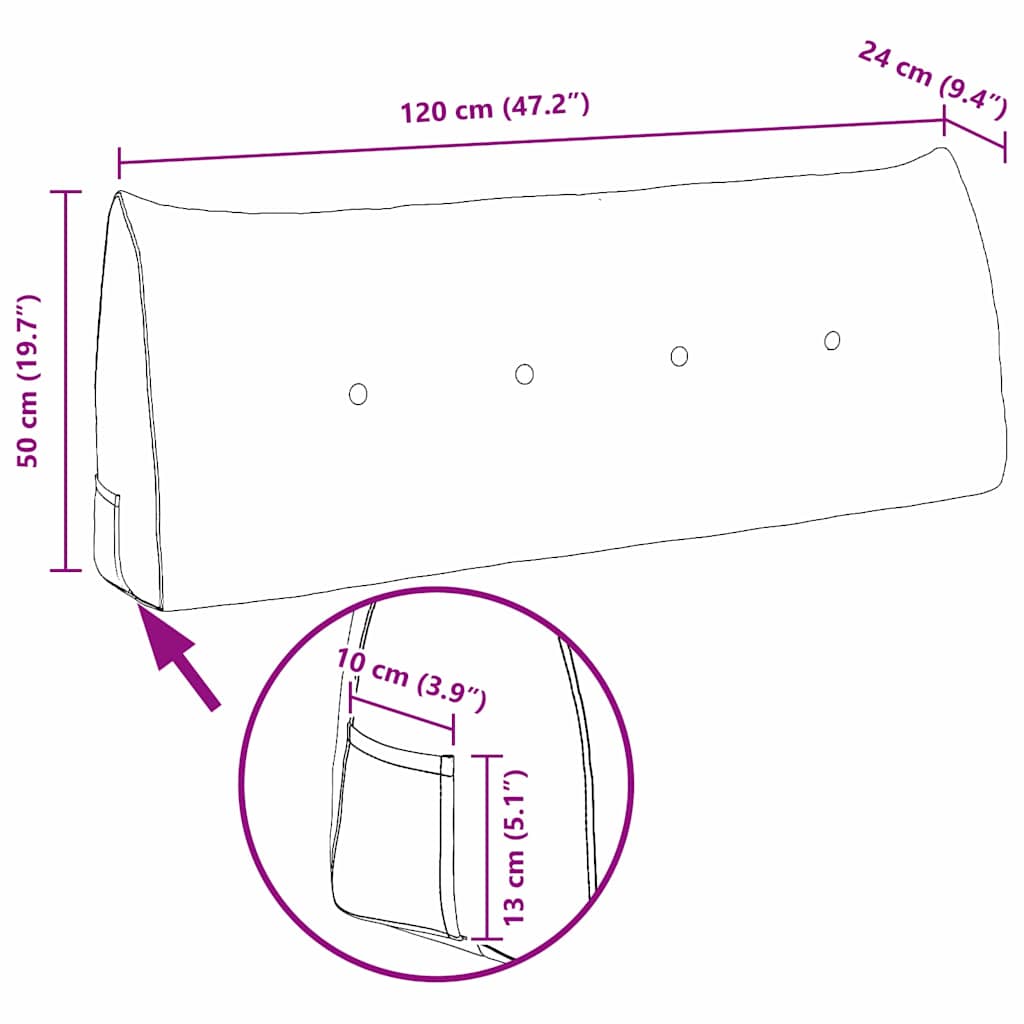 Rücken Kissen Rot 120 x 24 x 50 cm Stoff