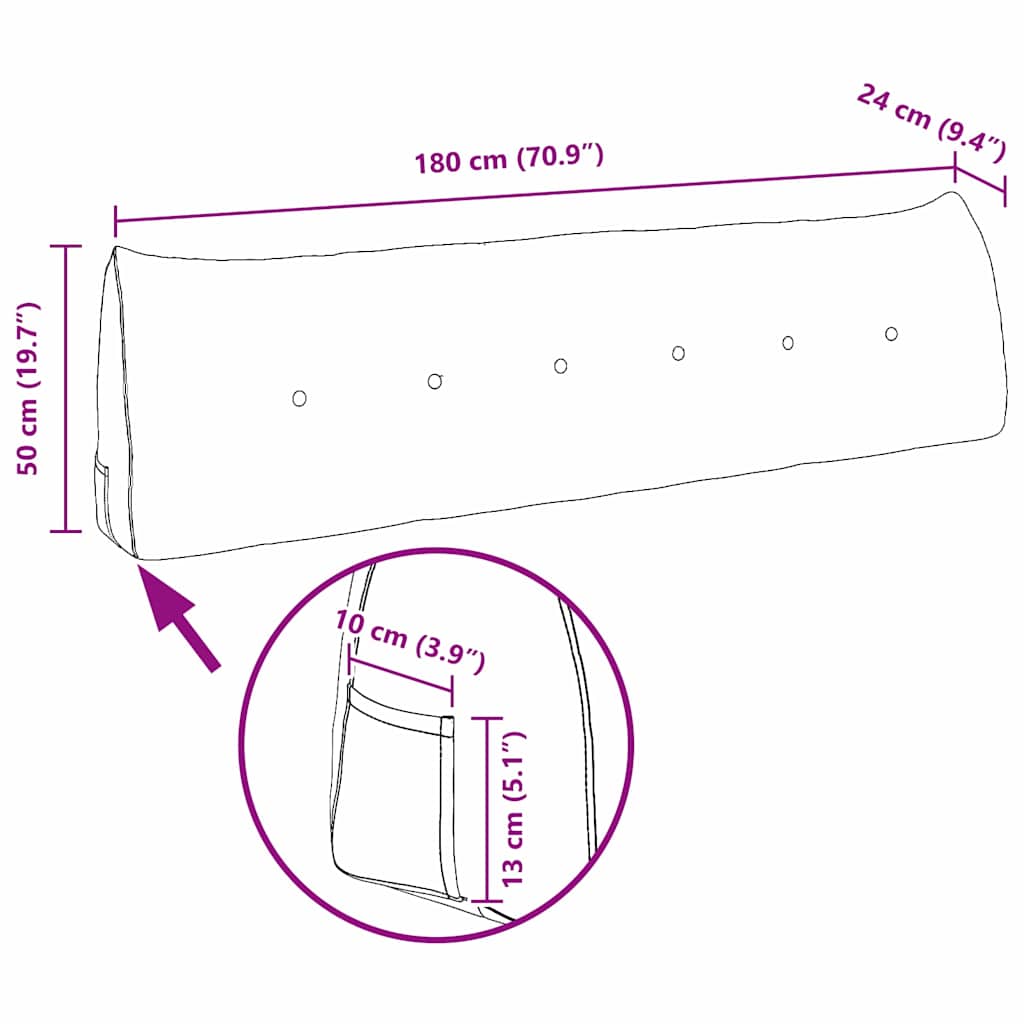Rücken Kissen Rot 180 x 24 x 50 cm Stoff