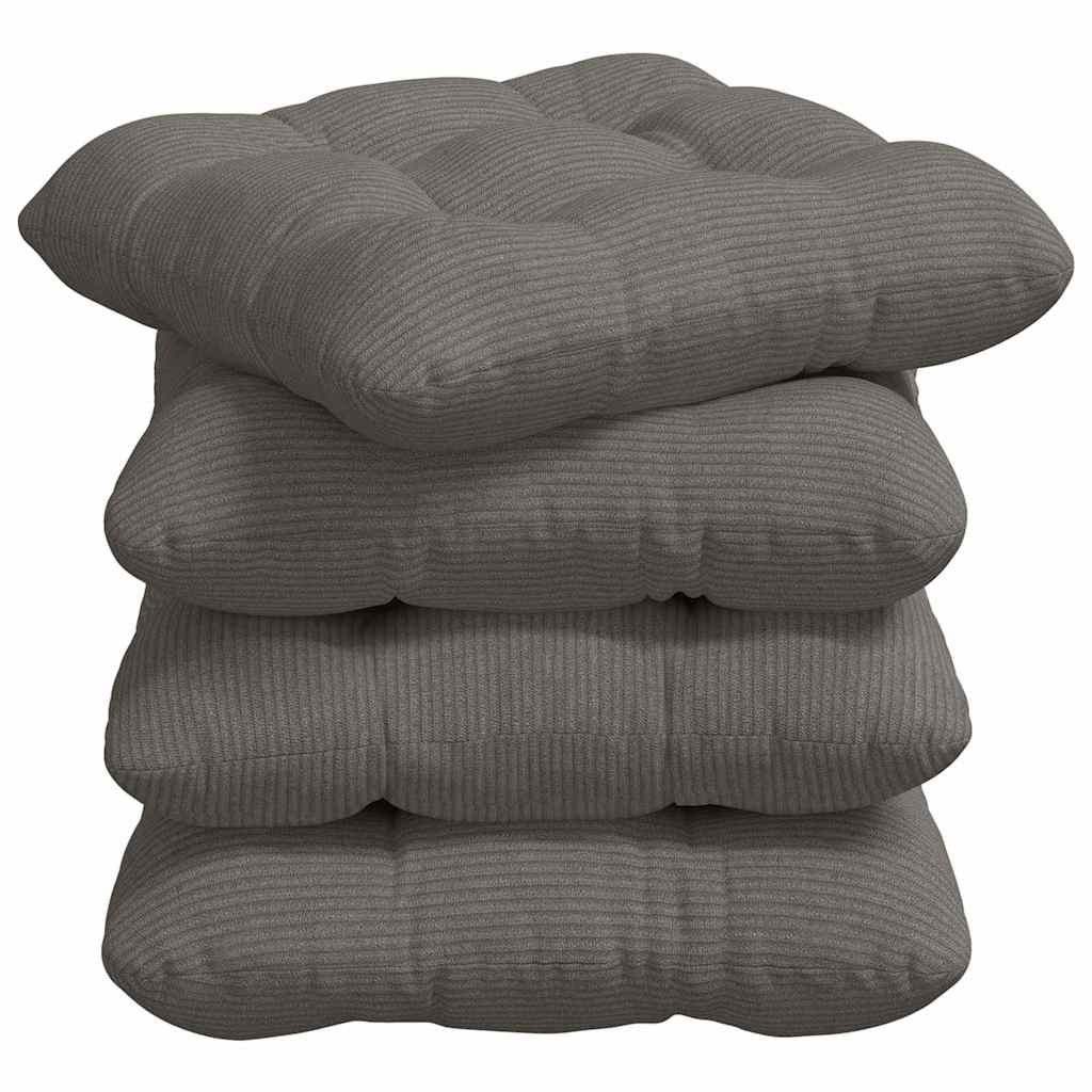 vidaXL Coussins de siège 4 pcs Gris clair 40 x 40 cm Tissu côtelé
