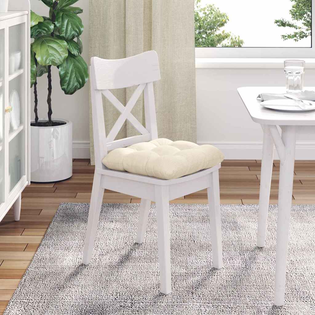 vidaXL Coussins de siège 4 pcs Crème 40 x 40 cm Tissu côtelé