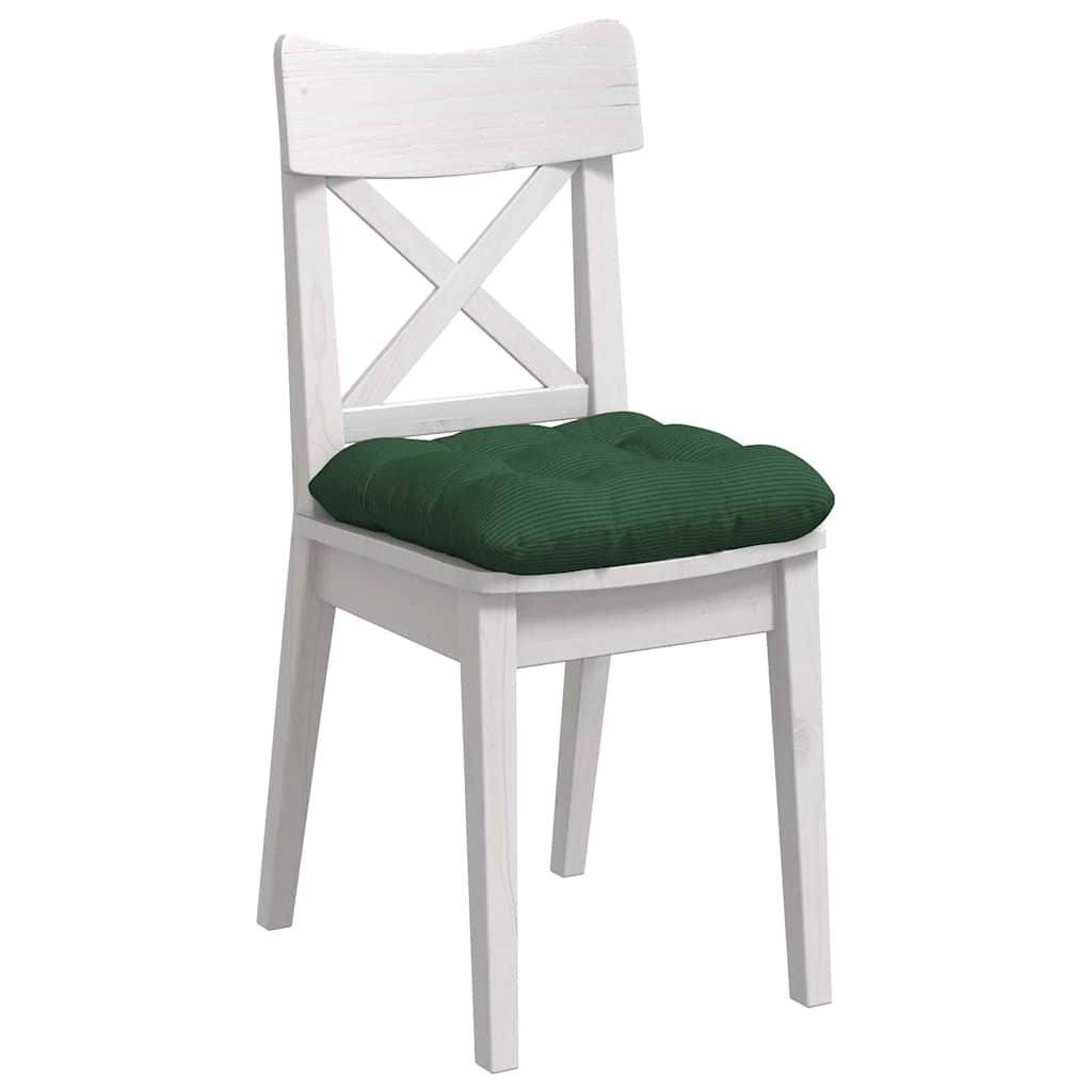 vidaXL Coussins de chaise 4 pcs Vert foncé 40 x 40 cm Tissu côtelé