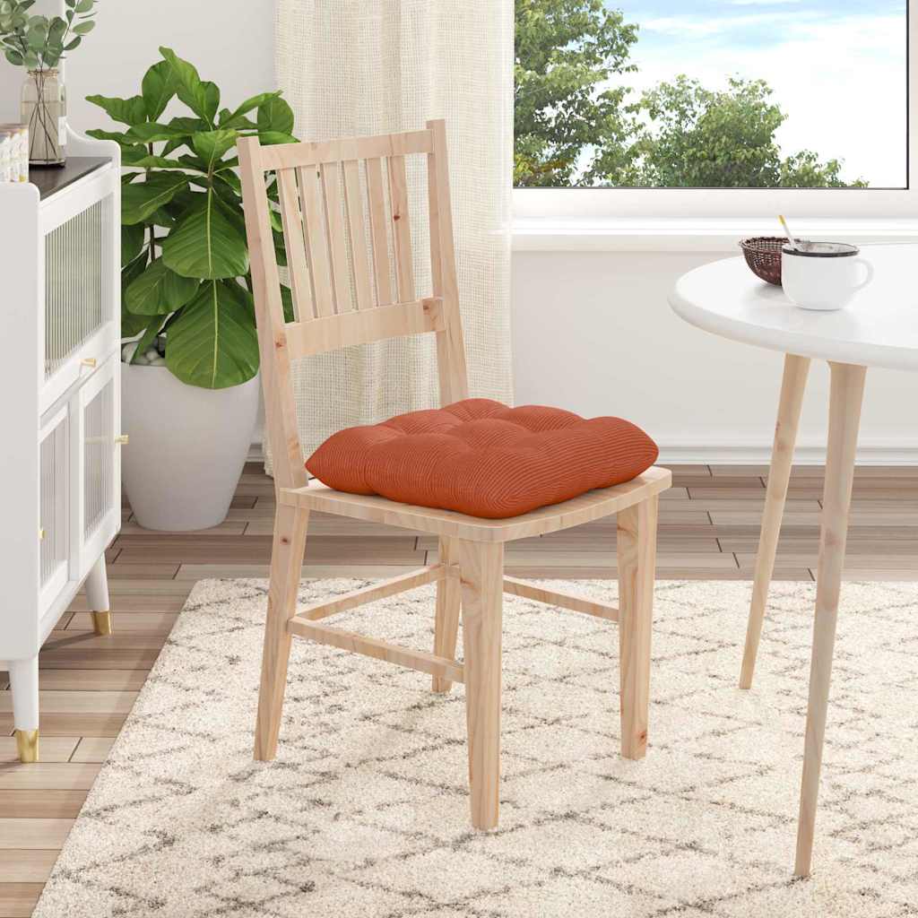 vidaXL Coussins de siège 4 pcs Rouge-orange 40 x 40 cm Tissu côtelé