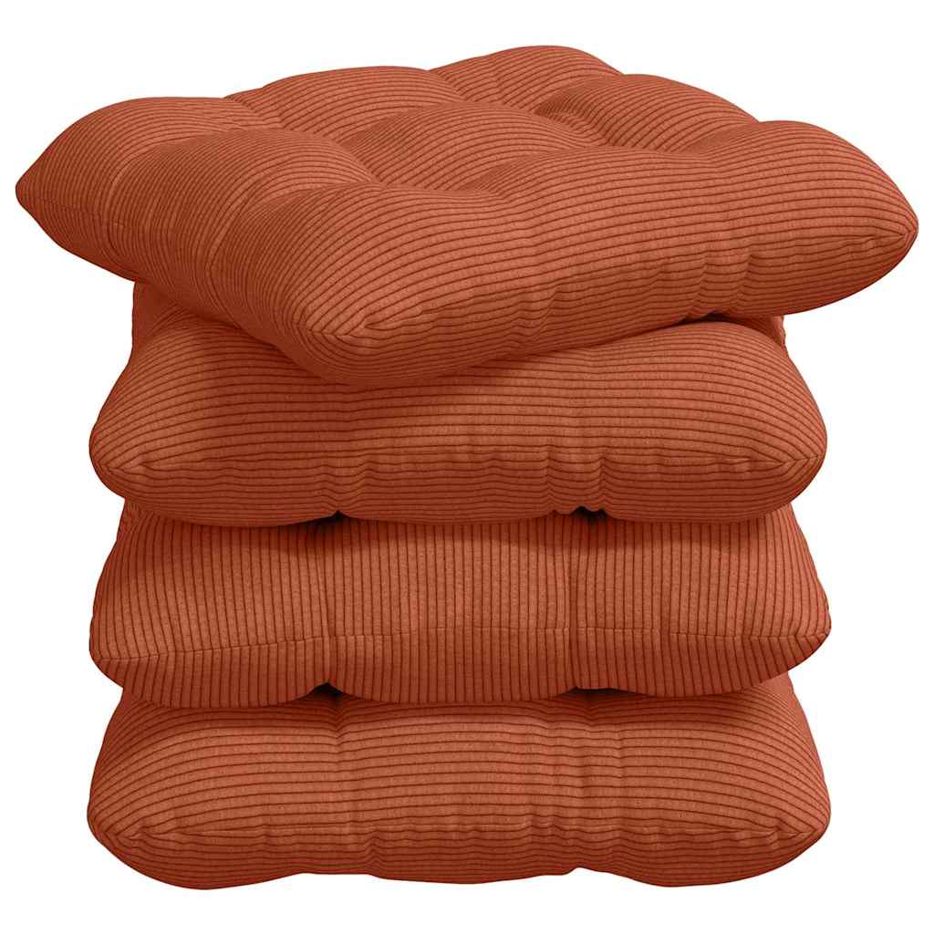 vidaXL Coussins de siège 4 pcs Rouge-orange 40 x 40 cm Tissu côtelé