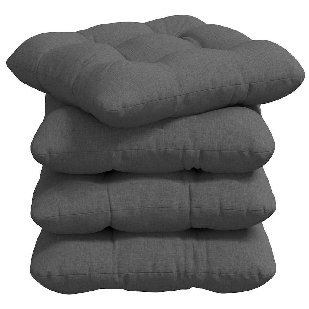 vidaXL Coussins de siège 4 pcs Gris foncé 45 x 45 x 12 cm Tissu