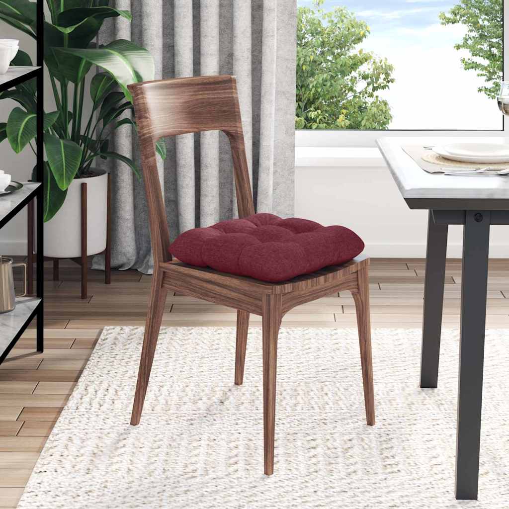 vidaXL Coussins de chaise 4 pcs Rouge bordeaux 45 x 45 x 12 cm Tissu