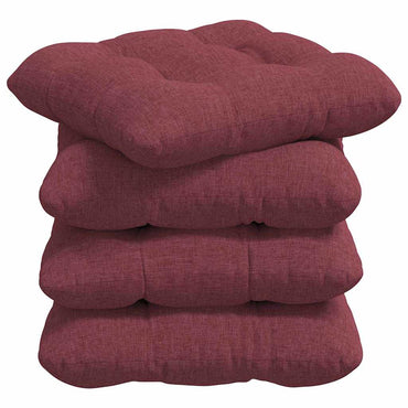 vidaXL Coussins de chaise 4 pcs Rouge bordeaux 45 x 45 x 12 cm Tissu